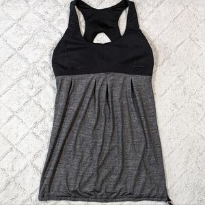 Lululemon Tank Top Women's 6 Black Gray Run Your Heart Out Shelf Bra Mesh